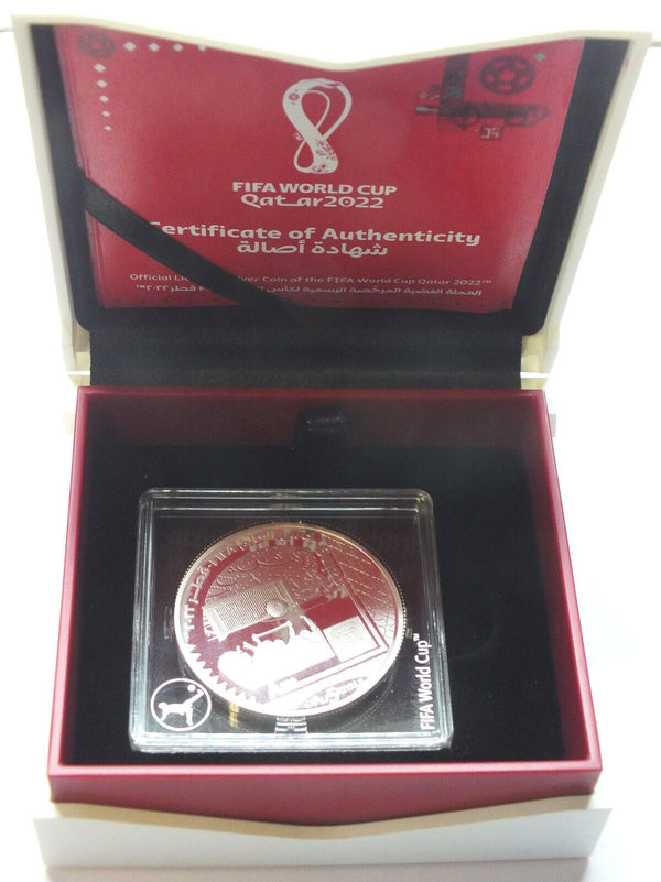 2022 Fifa World Cup Soccer Futbol 999 Silver 1 oz Coin 5 Riyals - J754