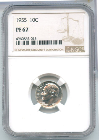 1955-P Proof Silver Roosevelt Dime 10c NGC PF67 Philadelphia Mint - SR988