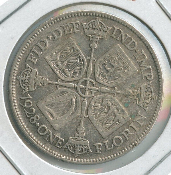 1928 Great Britain Silver One florin Coin .5000 George V - SR460