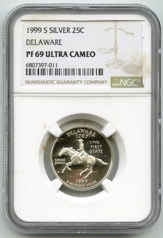 1999-S Delaware Silver State Quarter NGC PF 69 Ultra Cameo - San Francisco K256