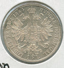 1884 Austria Silver One Florin Coin Franz Joseph I - SR838