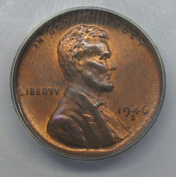 1946-S Lincoln Wheat Cent Penny ANACS MS64 RB Broadstruck - San Francisco - K09