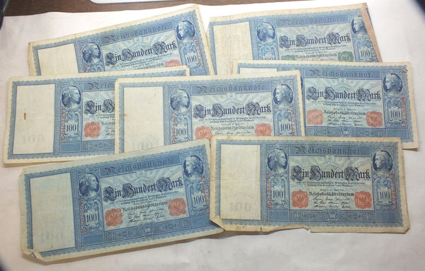 1910 Germany 100 Mark Reichsbanknote Large Size Lot of 26 Paper Money - J891