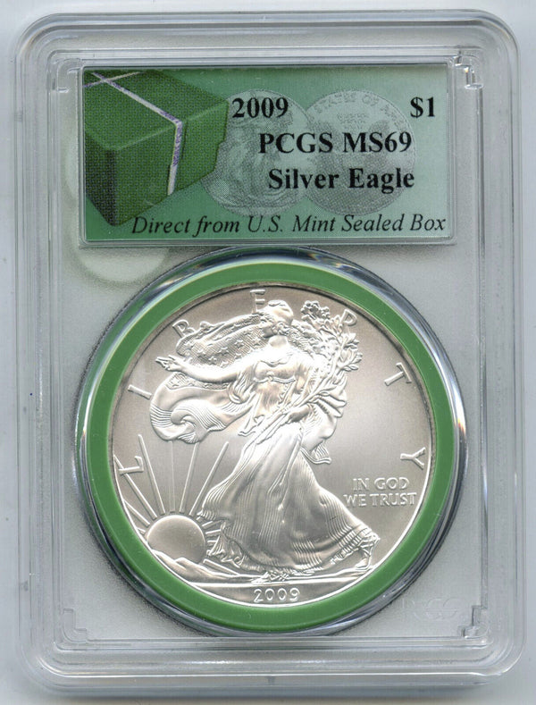 2009 American Eagle Silver Dollar PCGS MS69 Green Label US Mint Sealed Box J241