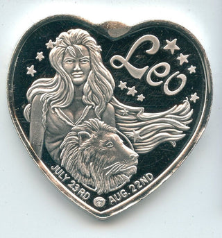 Zodiac LEO For Someone Special 999 Silver 1 oz Art Medal Round Heart-Shape-SR245