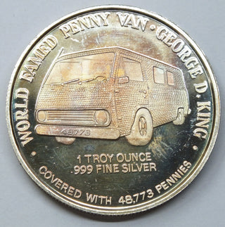 1987 Lincoln Penny Van George King 999 Silver 1 oz Medal Round - Toning H948