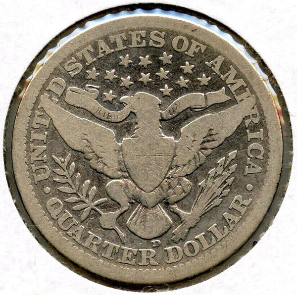 1913-D Barber Silver Quarter - Denver Mint - BQ378