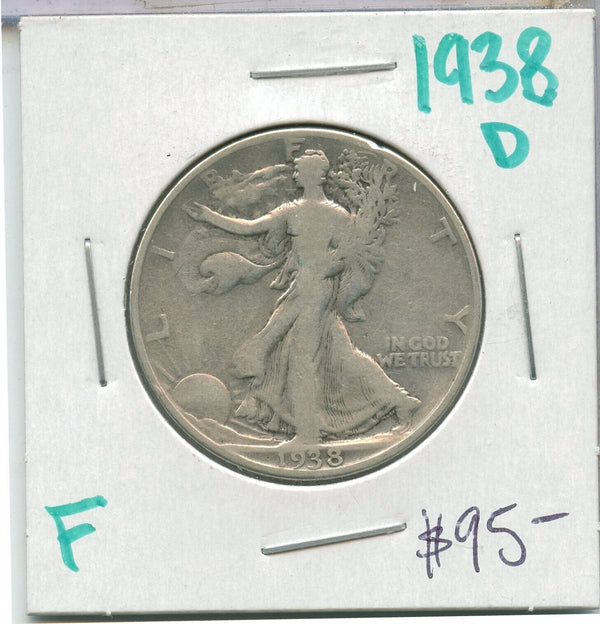 1938-D  Silver Walking Liberty Half Dollar 50c Denver Mint  - SS818