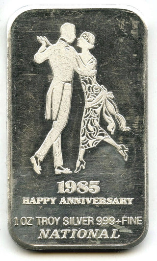 1985 Happy Anniversary Dance 999 Silver 1 oz Vintage Ingot Bar Medal Canada H848