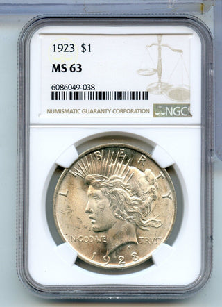 1923-P Peace Silver Dollar NGC MS 63 Philadelphia Mint - KR904