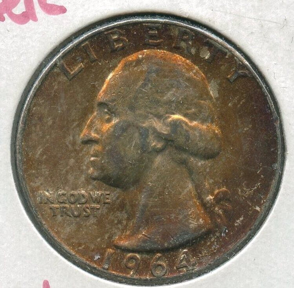 1964-D Silver Washington Quarter 25c Denver mint Toned Toning - SS81