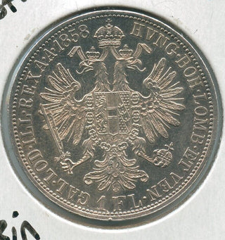 1858-A Austria Silver One Florin Coin Franz Joseph I - SR825