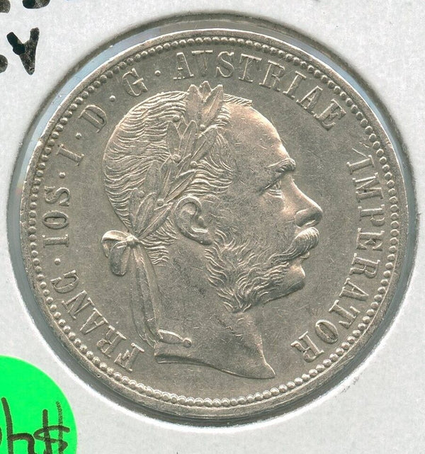 1878 Austria Silver One Florin Coin Franz Joseph I - SR834