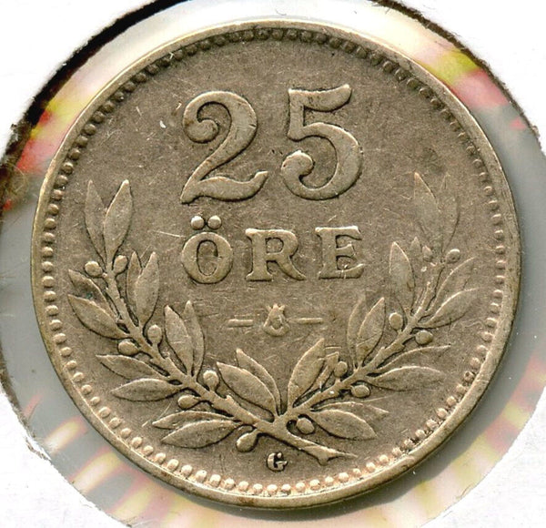 1936 Sweden Silver Coin 25 Ore - CA705