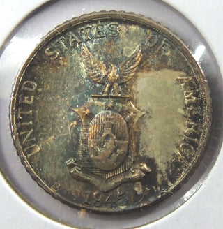 1945-D Philippines Coin 10 Centavos - Toned Toning - Filipinas - J787