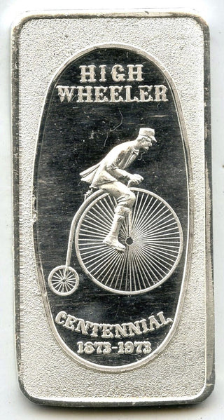 High Wheeler Centennial 1873 - 1973 Art Bar 999 Silver 1 oz Medal Ingot - H440