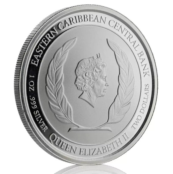 2020 St. Lucia Whiptail Lizard  1 oz Silver 999 Coin Queen Elizabeth $2 - SR363