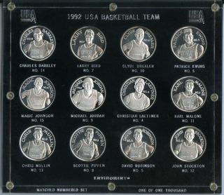 1992 Dream Team USA Basketball 1 Oz Silver 12 Rounds Jordan Bird Barkley JP877