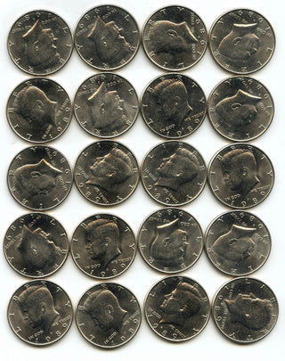 1989-D Kennedy Half Dollars 20-Coin Roll Denver Mint AU Unc - B900