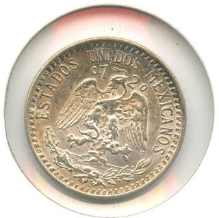 1939 Mexico Unc Silver 20 Centavos Cap & Ray Coin Toned  -SS190