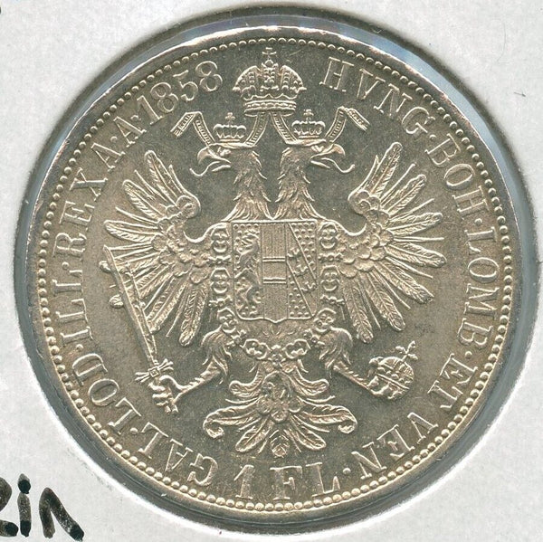 1858-A Austria Silver One Florin Coin Franz Joseph I - SR826