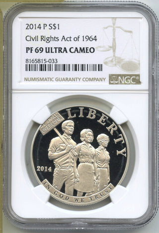 2014-P Civil Rights of 1964 Proof Silver Dollar NGC PF69 Ultra Cameo Coin J434