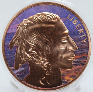 Indian Head Buffalo Bison Nickel Chief 1 Oz 999 Fine Copper Round Medal - JP728