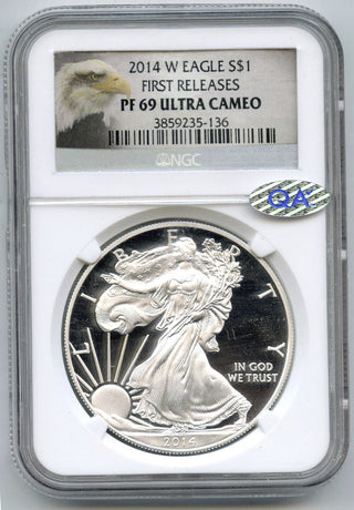 2014-W Proof Silver Eagle 1 oz NGC & QA PF69 Ultra Cameo - First Releases - H742