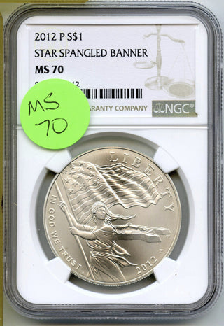 2012-P Star Spangled Banner Silver Dollar NGC MS70 Certified $1 Coin - J419