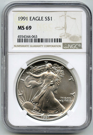 1991 American Eagle 1 oz Silver Dollar NGC MS69 Certified US Mint Bullion - H747