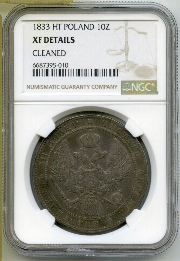 1833 HT Poland Coin 10 Zlotych NGC XF Details Cleaned Certified Polish - J38