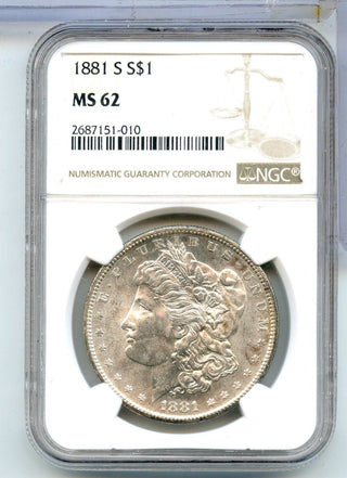 1881-S Morgan Silver Dollar NGC MS62 San Francisco Mint - KR980