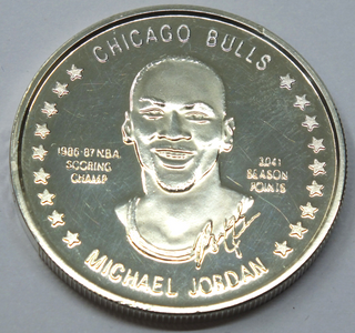 Michael Jordan 1986 - 1987 Chicago Bulls 999 Silver 1 oz Medal Round - H485