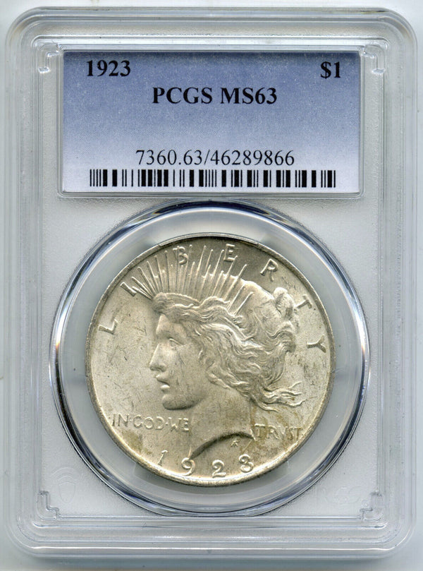 1923 Peace Silver Dollar PCGS MS63 Certified - Philadelphia Mint - J35