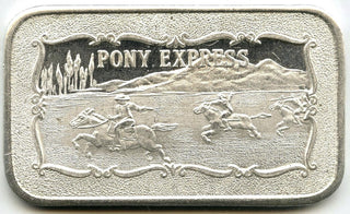 Pony Express 999 Silver 1 oz Medal Bar Ingot Bullion - Mother-Lode Mint - H521