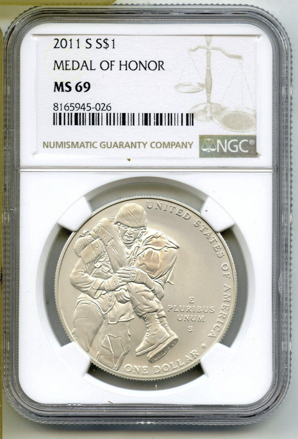 2011-S Medal of Honor Silver Dollar NGC MS69 Certified $1 Coin - J408