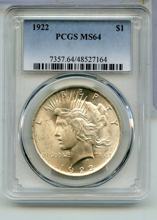 1922-P Peace Silver Dollar PCGS MS64 Philadelphia Mint - KR921