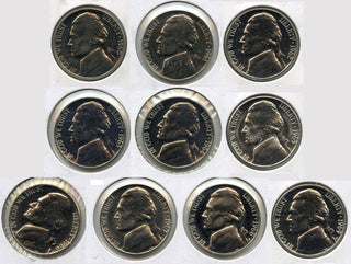 1960 - 1969-S SMS Jefferson Nickel Proof Set Run of (10) Coins - H452