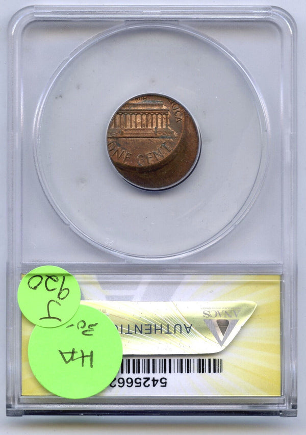 1983 RB Lincoln Cent Penny ANACS MS 63 Off-Center Error Struck 30% - J920