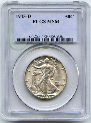 1945-D Walking Liberty Silver Half Dollar PCGS MS 64 Certified Denver Mint J354