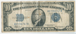 1934 $10 Silver Certificate Bank Note Currency - SS104