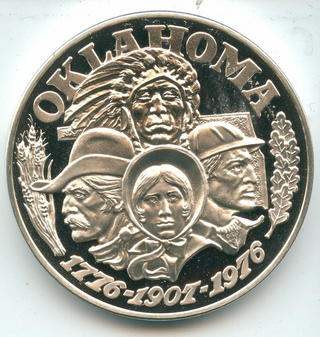 1776-1976 Oklahoma Native American 1oz 925 sterling silver round- SS243