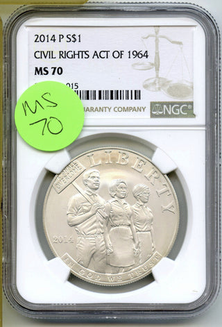 2014-P Civil Rights Act of 1964 Silver Dollar NGC MS70 Certified $1 Coin - J420