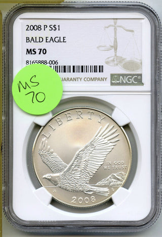 2008-P Bald Eagle Silver Dollar NGC MS70 Certified $1 Coin Philadelphia - J415