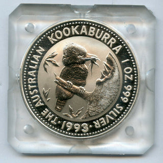 1993 Australia Kookaburra 999 Silver 1 oz Coin $1 Dollar Square Capsule - JN331