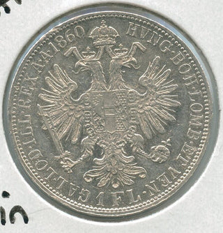 1860-A Austria Silver One Florin Coin Franz Joseph I - SR830