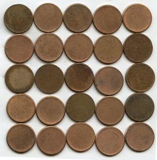 Post-1982 Lincoln Memorial Cent Penny Blank Planchet Roll of 50 Coins - J643