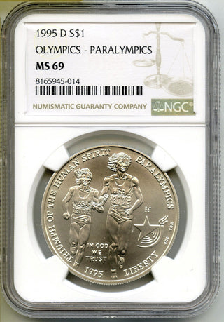 1995-D Paralympics Olympic Silver Dollar NGC MS69 Commemorative Coin - J385