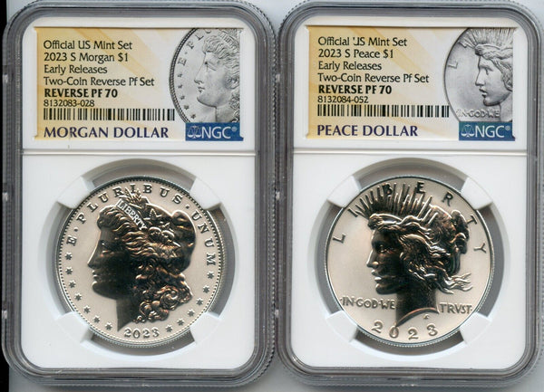 2023 Morgan Peace Silver Reverse Proof Dollar 2-Coin Set NGC PF70 ER - JP572