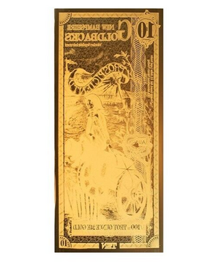 2023 New Hampshire 10 Goldback 999 Fine Gold 1/100th oz 24KT Foil Note Currency